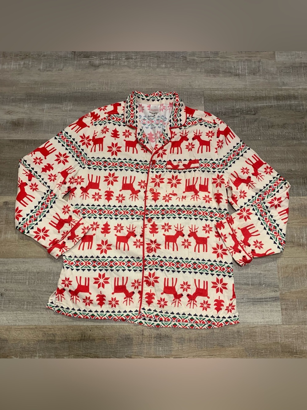 Hanna Andersson Deer Print Pajama Top Button Shirt Women’s XS